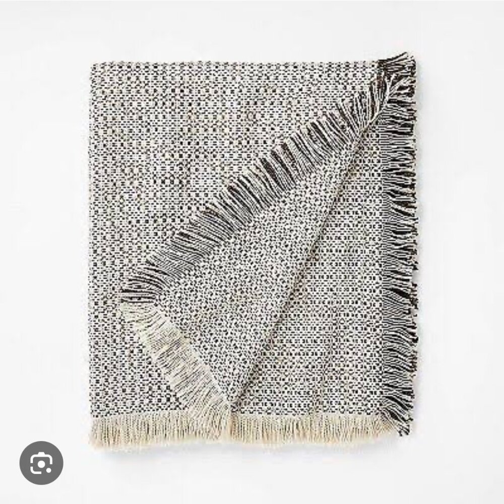 Threshold Studio McGee Boho Boucle Brown/Cream Tassel Throw Blanket NEW WITH TAG
